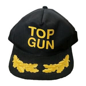 Vintage 1980s Top Gun Trucker Cap/Hat OSFA Snapback Black Authentic Movie Promo